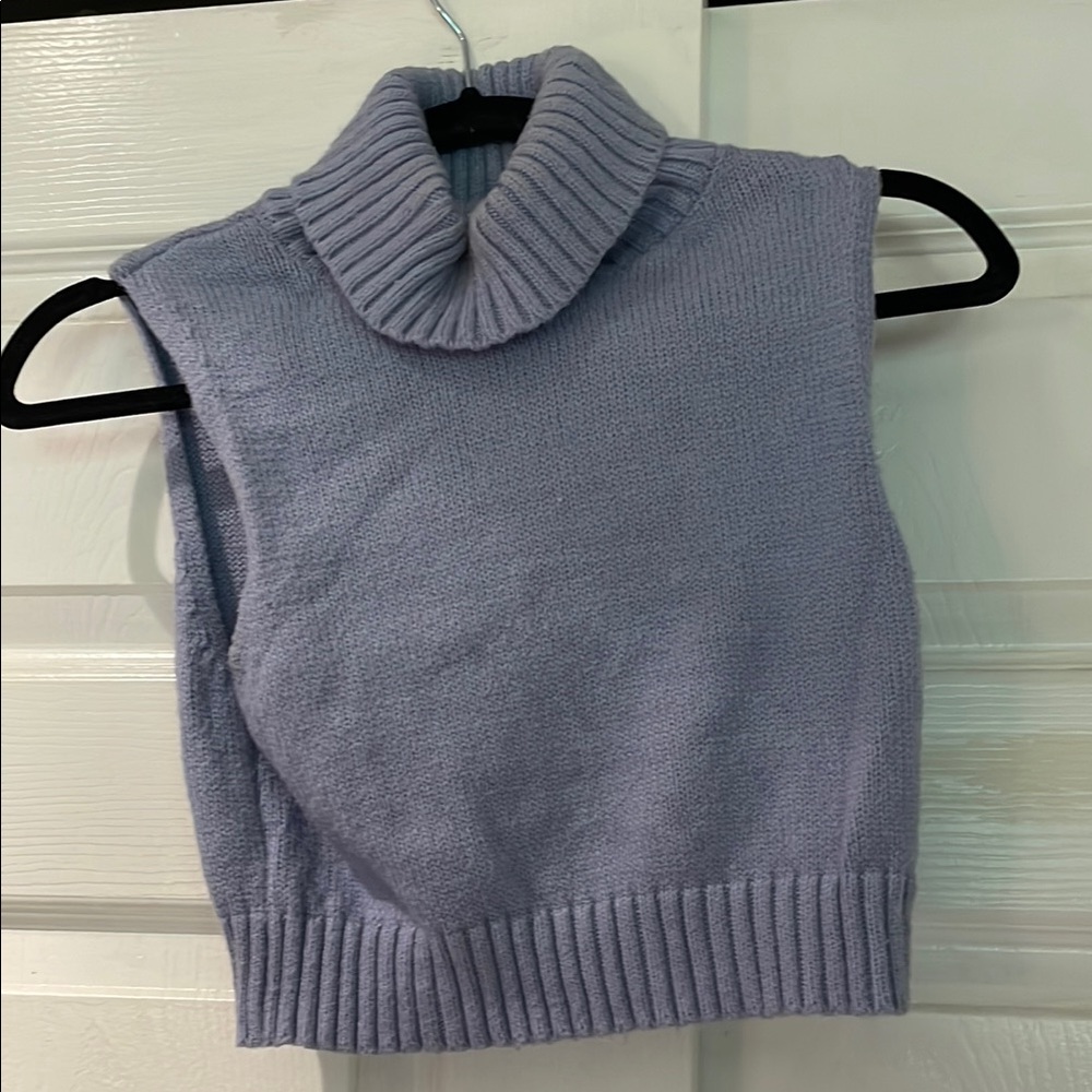 Garage Blue Cropped Turtle Neck Sweater